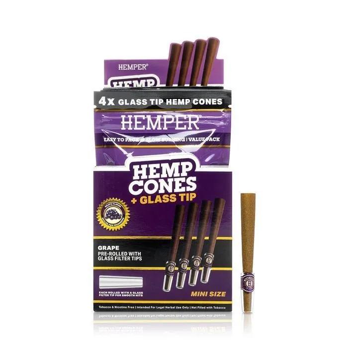 Hemper Cones de Cânhamo 1¼ + Ponteira de Vidro 4 Unid.
