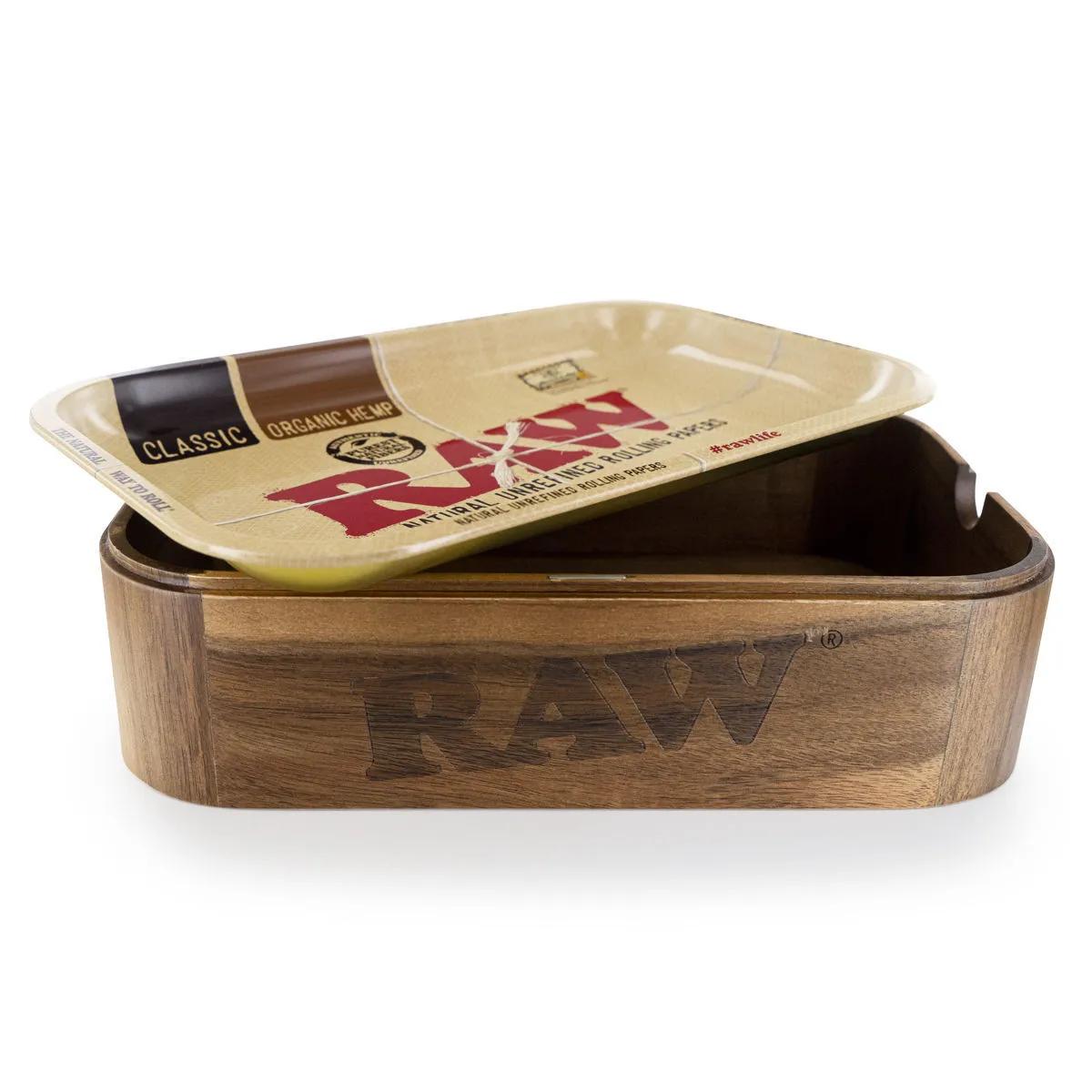 Caixa de Madeira RAW com Tampa-Bandeja