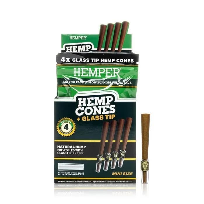 Hemper Cones de Cânhamo 1¼ + Ponteira de Vidro 4 Unid.