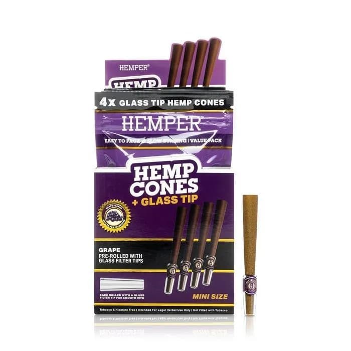 Hemper Cones de Cânhamo 1¼ + Ponteira de Vidro 4 Unid.