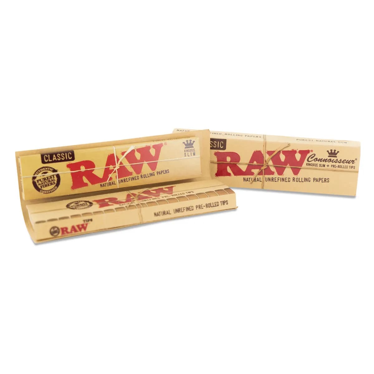Mortalhas RAW Connoisseur King Size + Filtros Pré-Enrolados