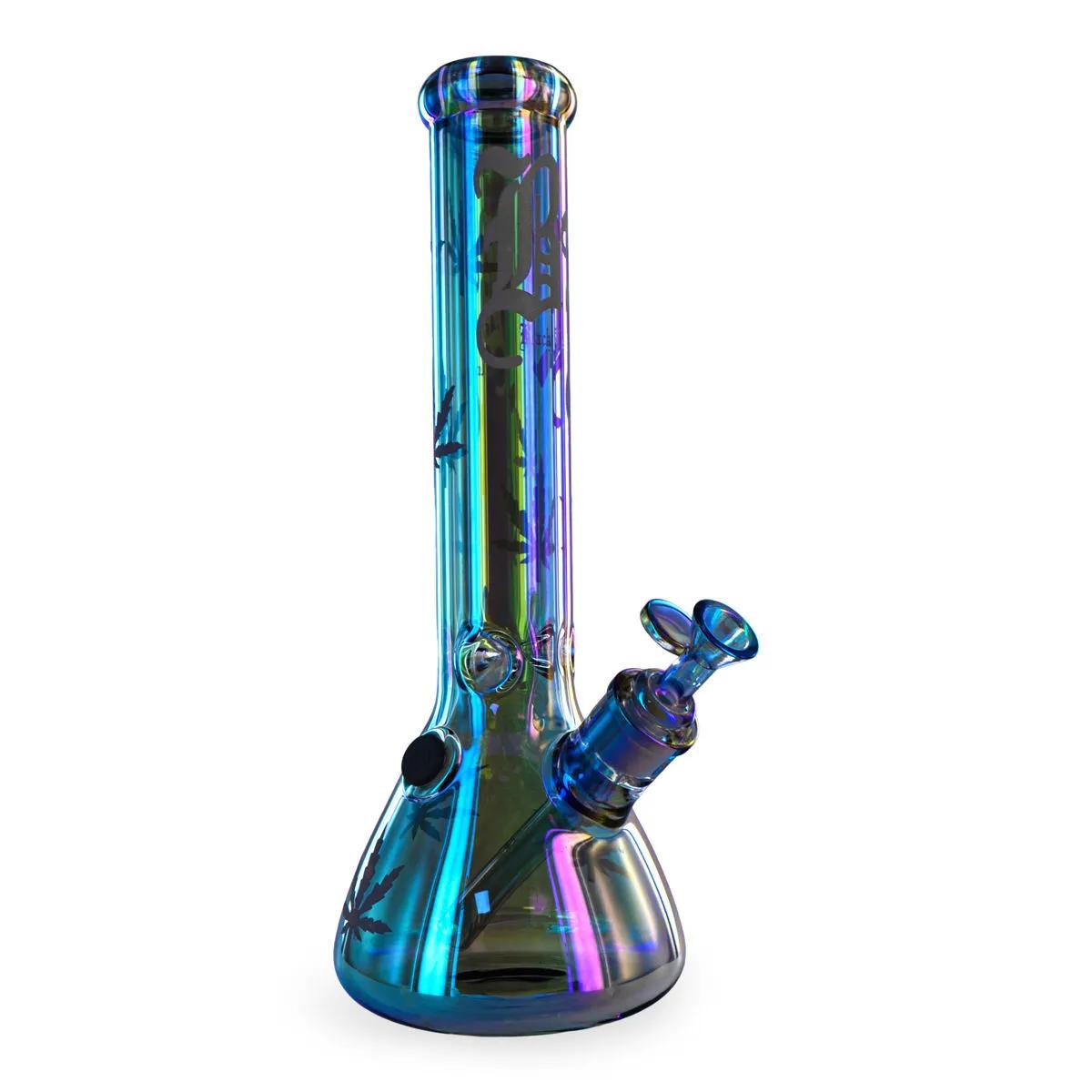 Black Leaf Beaker Ice Bong Rainbow