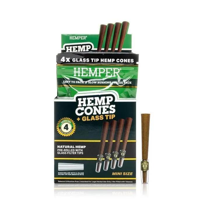 Hemper Cones de Cânhamo 1¼ + Ponteira de Vidro 4 Unid.